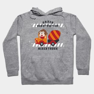 Vector illustration of contruction vehicle with cute litle animal driver. Hoodie